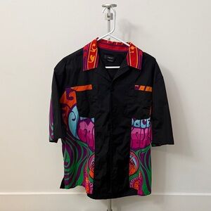 Versace Black and Purple Button-Up Shirt